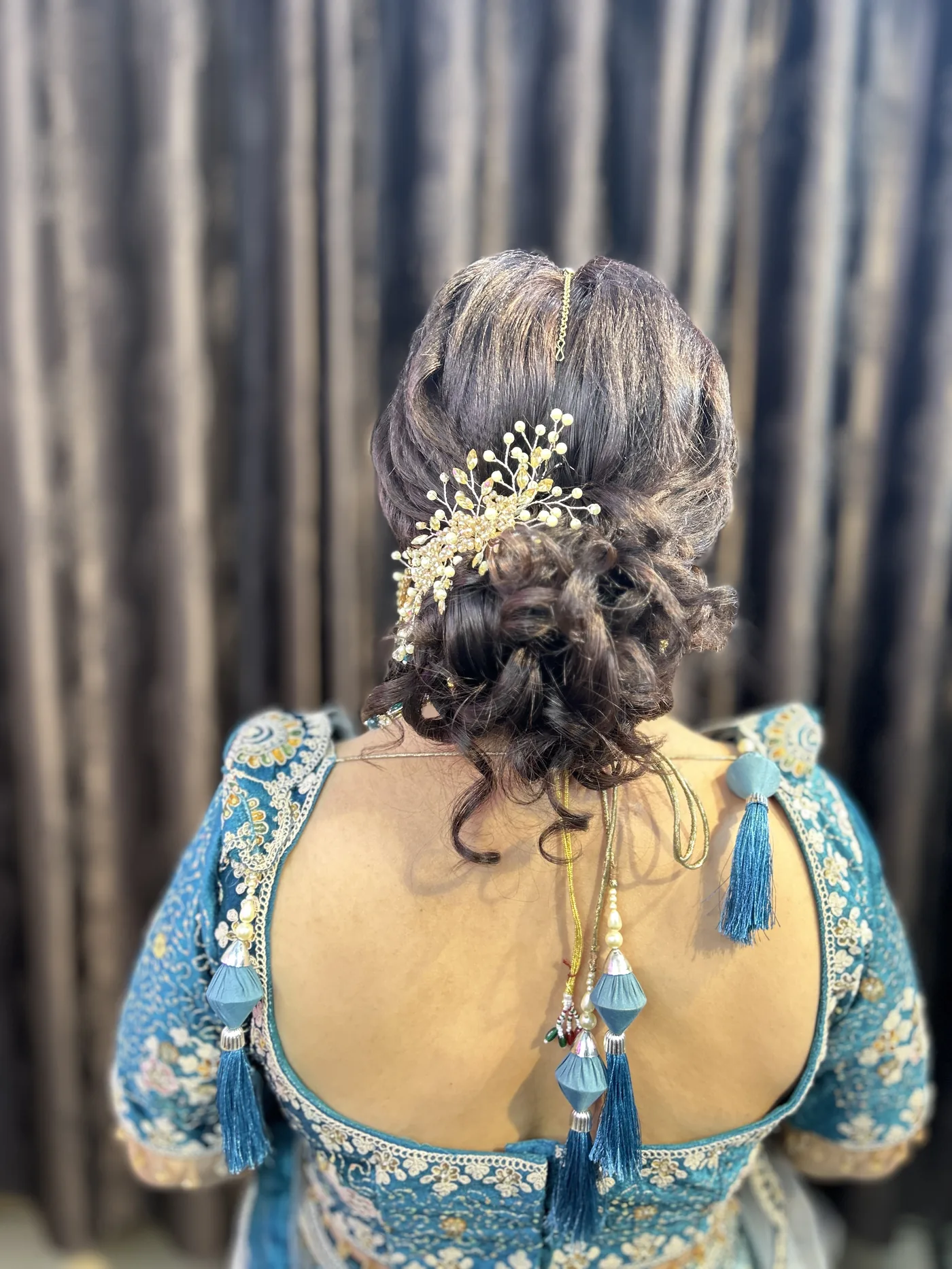Bridal Hairstyle Back - Blushes & Brushes, Ramesh Nagar