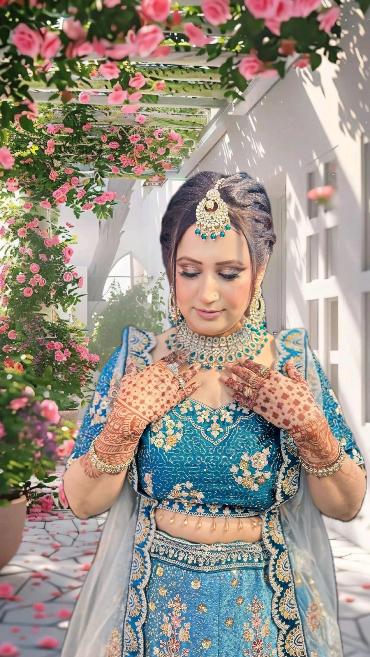 Bridal Makeup Blue Floral - Blushes & Brushes, Ramesh Nagar