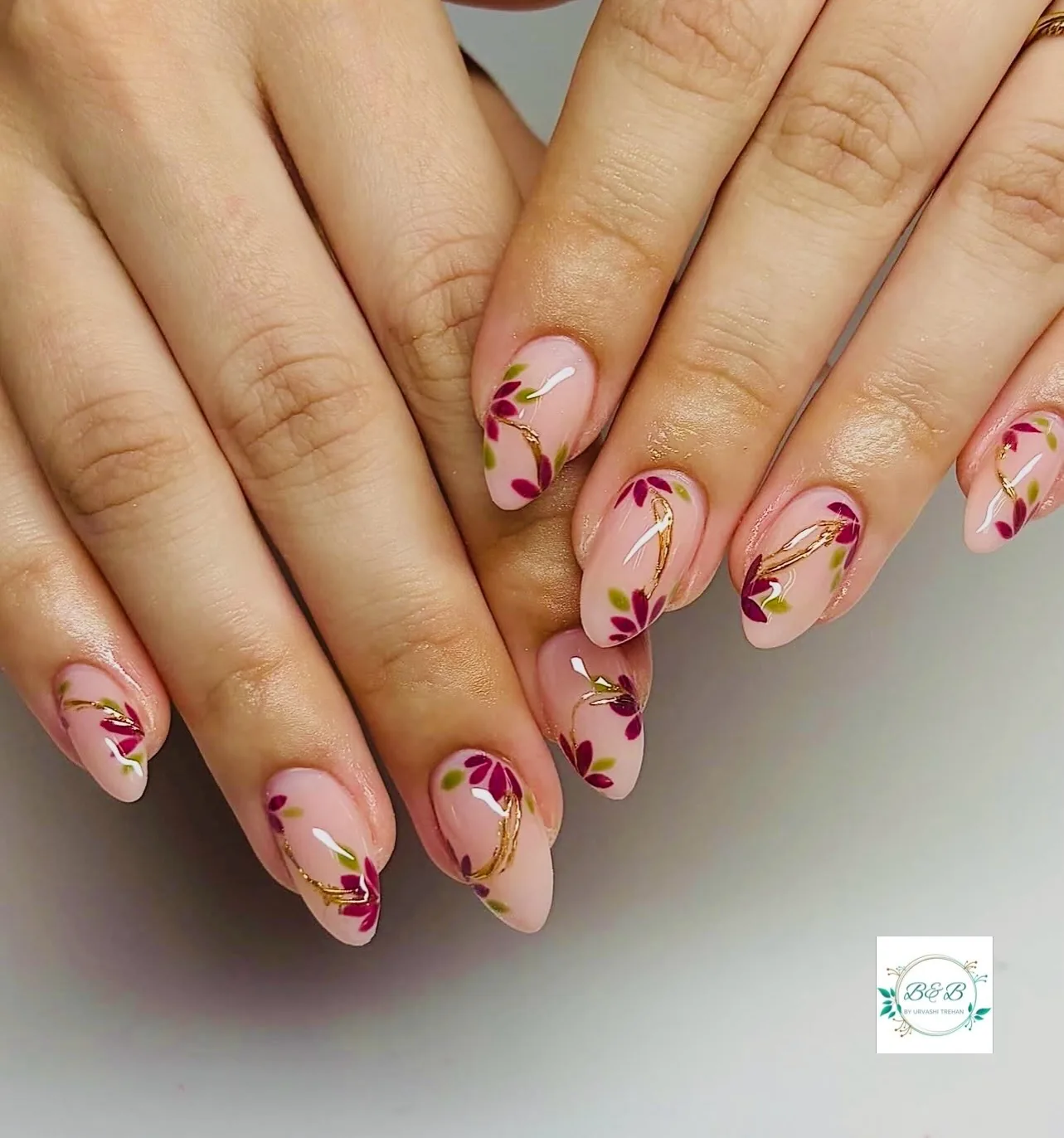 Nail Art French Red - Blushes & Brushes, Ramesh Nagar