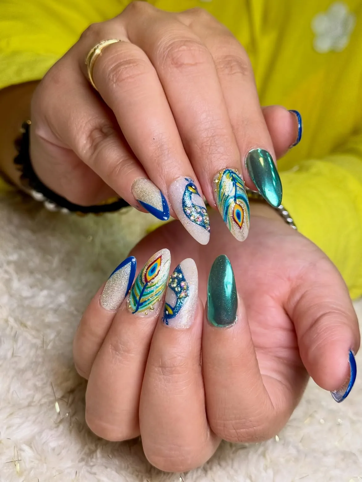 Nail Art Peacock - Blushes & Brushes, Ramesh Nagar